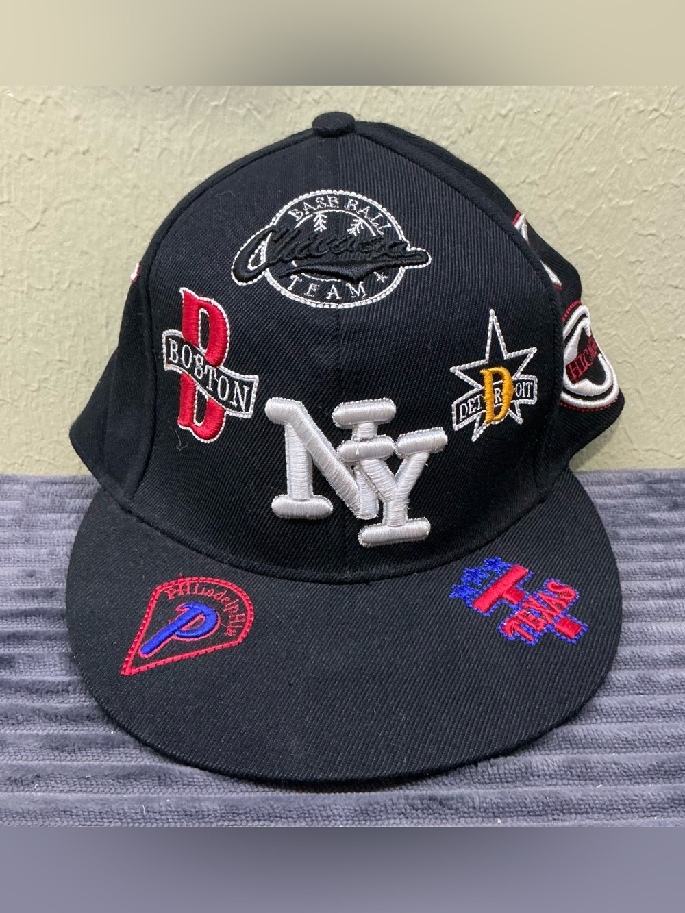 Epoch City To City Multi Logo Baseball Fitted Hat S Black NewEra Patch Cap Style